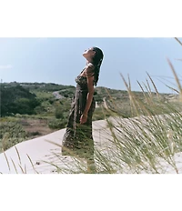 Faherty Sunbeam Organic Cotton Knit Scoop Neck Sleeveless Empire Waist A-Line Midi Dress