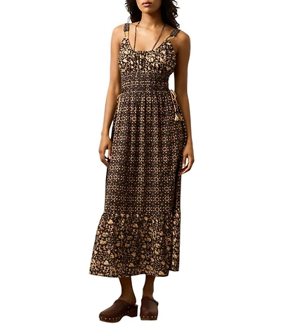 Faherty Sunbeam Organic Cotton Knit Scoop Neck Sleeveless Empire Waist A-Line Midi Dress