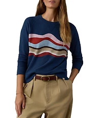 Faherty Sunwash Organic Cotton Slub Crew Neck Long Sleeve Pullover