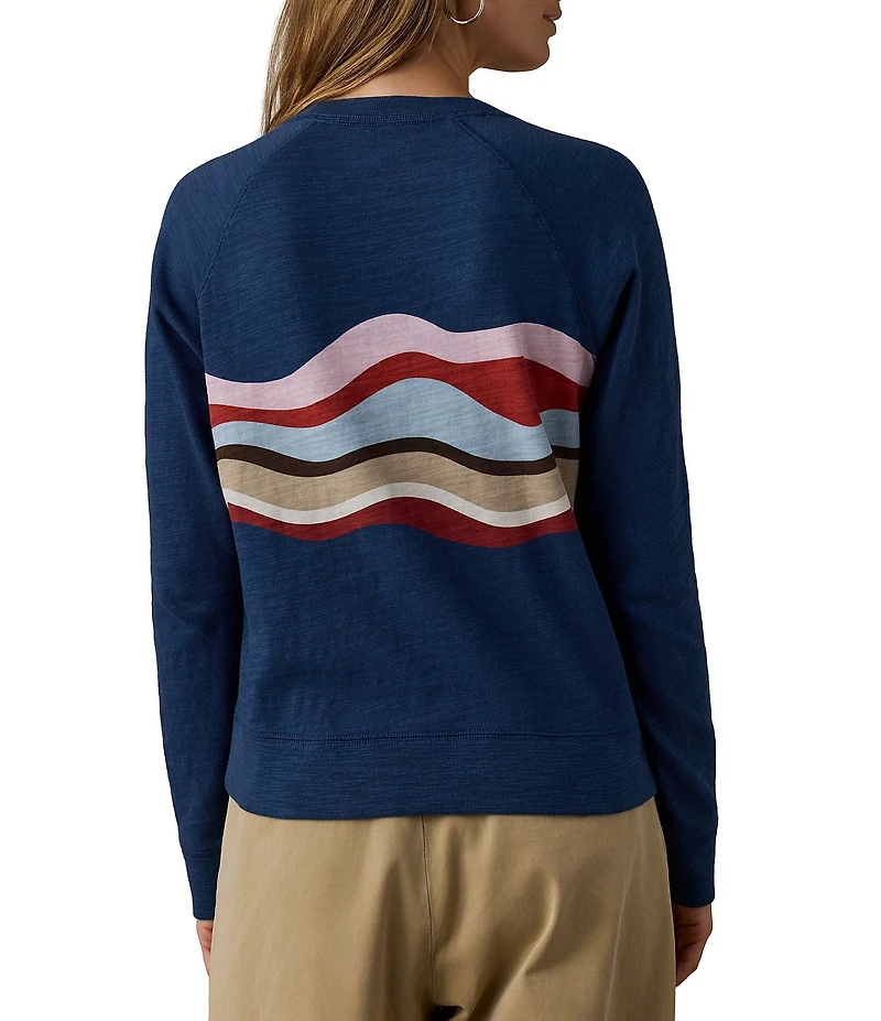 Faherty Sunwash Organic Cotton Slub Crew Neck Long Sleeve Pullover