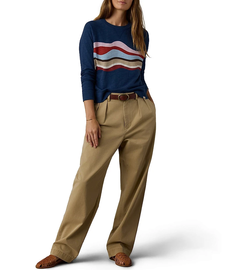 Faherty Sunwash Organic Cotton Slub Crew Neck Long Sleeve Pullover