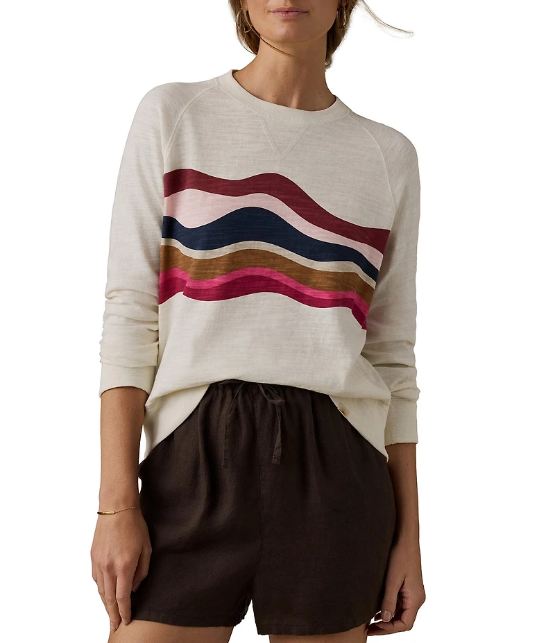 Faherty Sunwash Organic Cotton Slub Crew Neck Long Sleeve Pullover