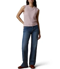 Faherty Sunwash Organic Cotton Slub Knit Crew Neck Sleeveless Muscle Tank