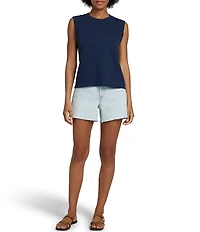 Faherty Sunwash Organic Cotton Slub Knit Crew Neck Sleeveless Muscle Tank