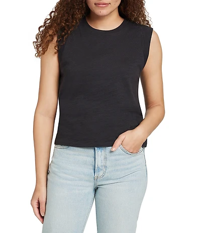 Faherty Sunwash Organic Cotton Slub Knit Crew Neck Sleeveless Muscle Tank
