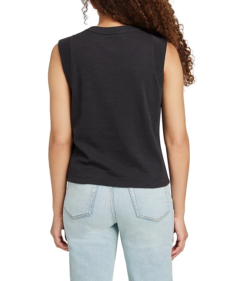 Faherty Sunwash Organic Cotton Slub Knit Crew Neck Sleeveless Muscle Tank