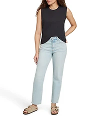 Faherty Sunwash Organic Cotton Slub Knit Crew Neck Sleeveless Muscle Tank