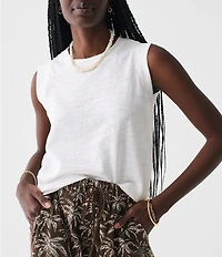 Faherty Sunwash Organic Cotton Slub Knit Crew Neck Sleeveless Muscle Tank