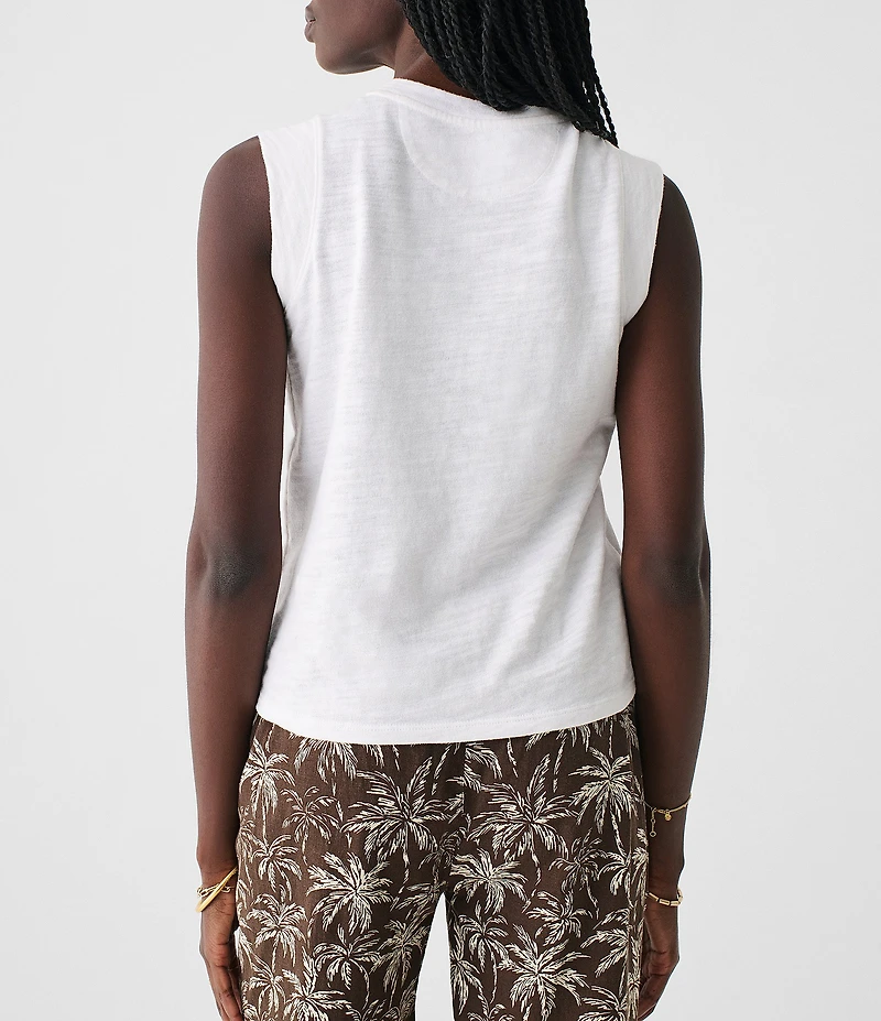 Faherty Sunwash Organic Cotton Slub Knit Crew Neck Sleeveless Muscle Tank
