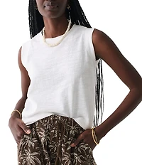 Faherty Sunwash Organic Cotton Slub Knit Crew Neck Sleeveless Muscle Tank