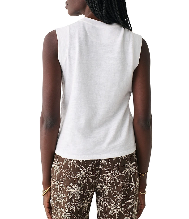 Faherty Sunwash Organic Cotton Slub Knit Crew Neck Sleeveless Muscle Tank