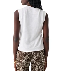 Faherty Sunwash Organic Cotton Slub Knit Crew Neck Sleeveless Muscle Tank