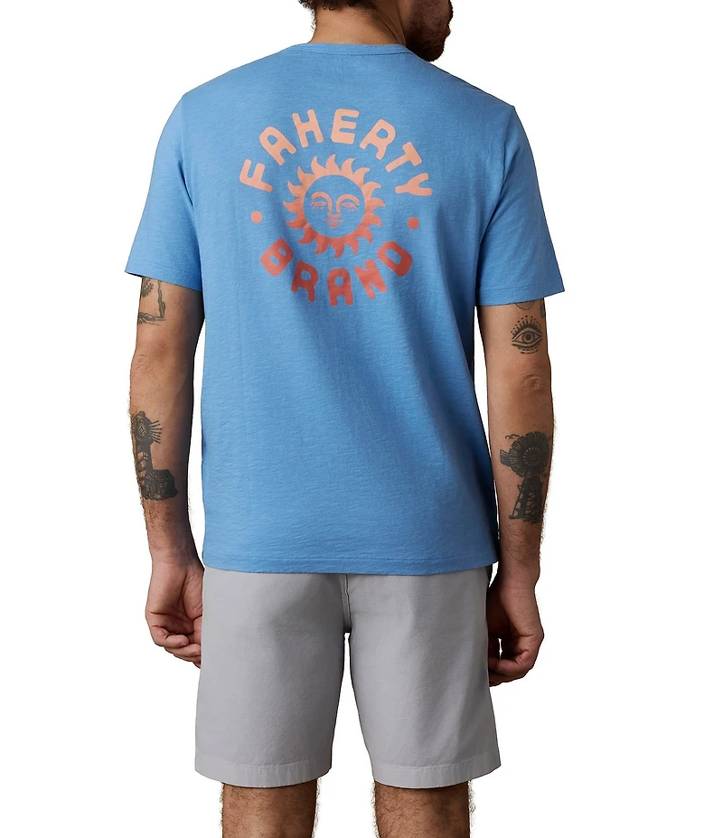 Faherty Sunwashed Blue Sea Graphic Short Sleeve T-Shirt