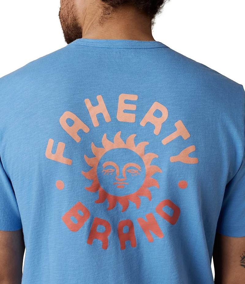 Faherty Sunwashed Blue Sea Graphic Short Sleeve T-Shirt