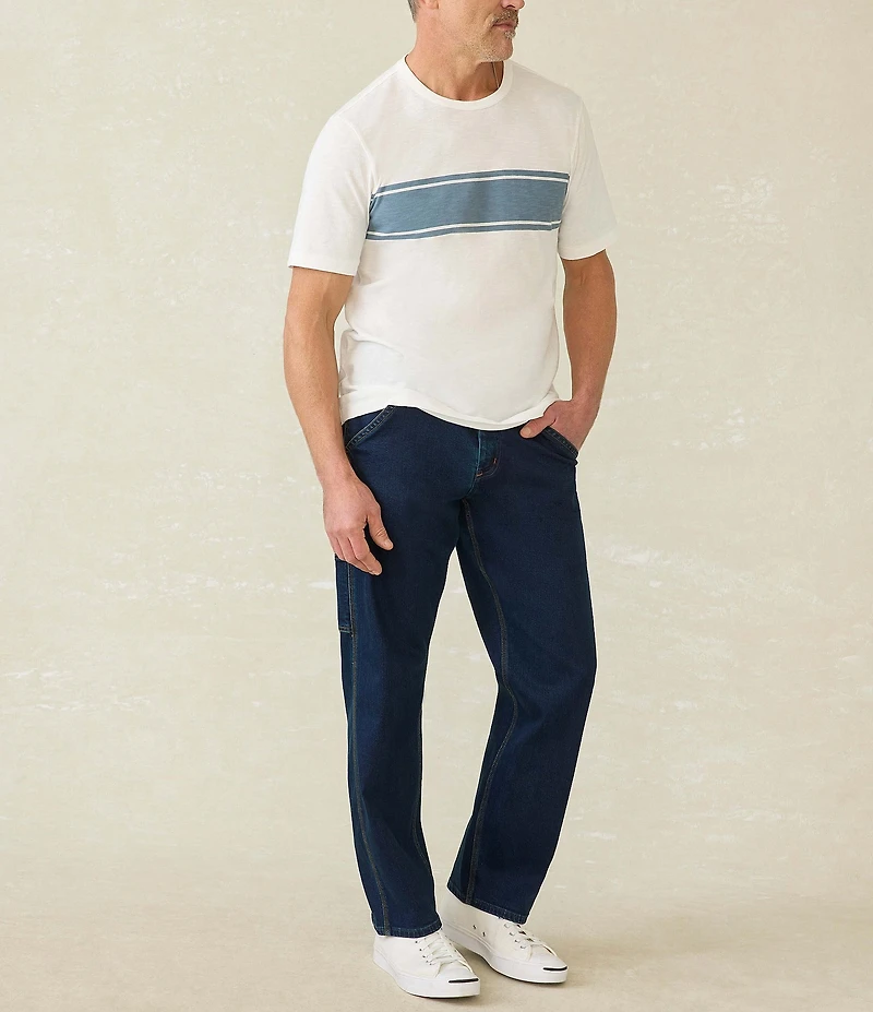 Faherty Sunwashed Chest Stripe Short Sleeve T-Shirt
