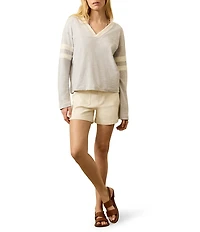 Faherty Sunwashed Crew Neck Long Sleeve Stripe Top