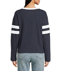 Faherty Sunwashed Crew Neck Long Sleeve Stripe Top