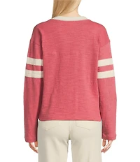 Faherty Sunwashed Crew Neck Long Sleeve Stripe Top