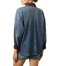 Faherty Sunwashed Denim Corduroy Point Collar Long Sleeve Jacket