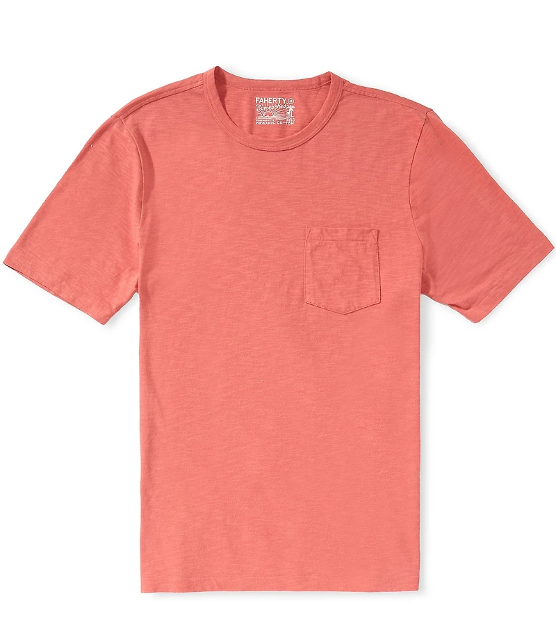 Faherty Sunwashed Organic Cotton Pocket Short Sleeve T-Shirt
