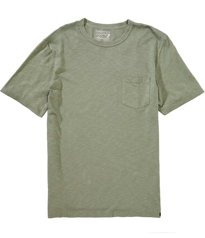 Faherty Sunwashed Organic Cotton Pocket Short Sleeve T-Shirt
