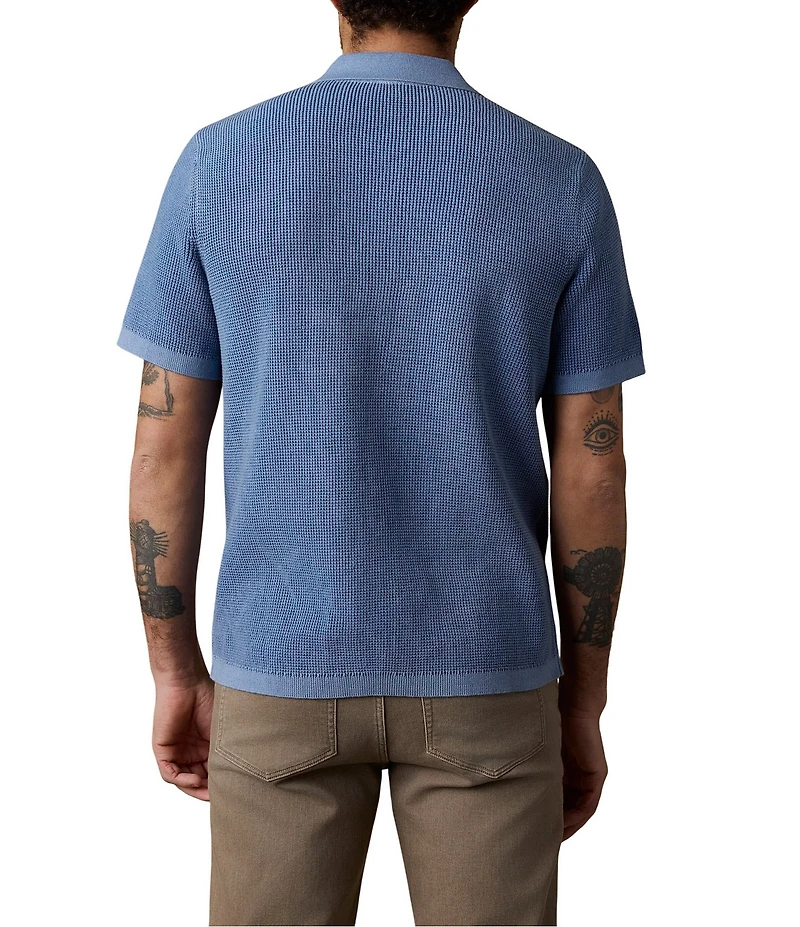 Faherty Sunwashed Sweater Short Sleeve Button Front Woven Shirt