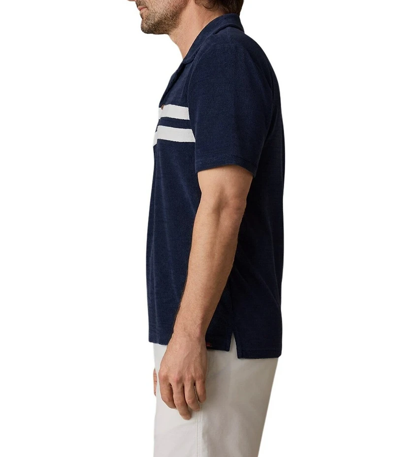Faherty Surf Stripe Terry Cloth Short Sleeve Polo Shirt