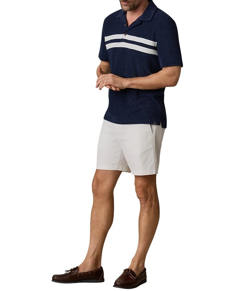 Faherty Surf Stripe Terry Cloth Short Sleeve Polo Shirt