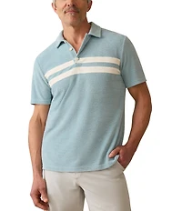 Faherty Surf Stripe Terry Cloth Short Sleeve Polo Shirt