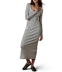 Faherty Surfside Ribbed Knit Scoop Neck Long Sleeve Maxi Dress