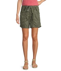 Faherty Topanga Organic Cotton Blend High Rise Flat Front Shorts