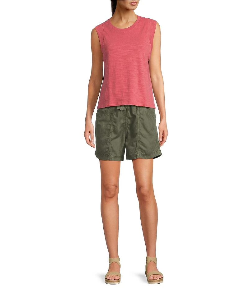 Faherty Topanga Organic Cotton Blend High Rise Flat Front Shorts