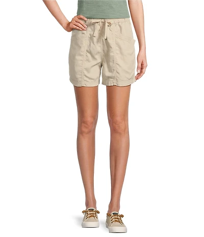 Faherty Topanga Organic Cotton Blend High Rise Flat Front Shorts