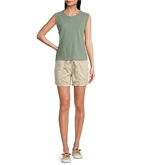 Faherty Topanga Organic Cotton Blend High Rise Flat Front Shorts