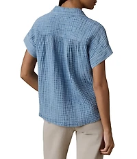 Faherty Zoe Collared V-Neck Short Sleeve Top