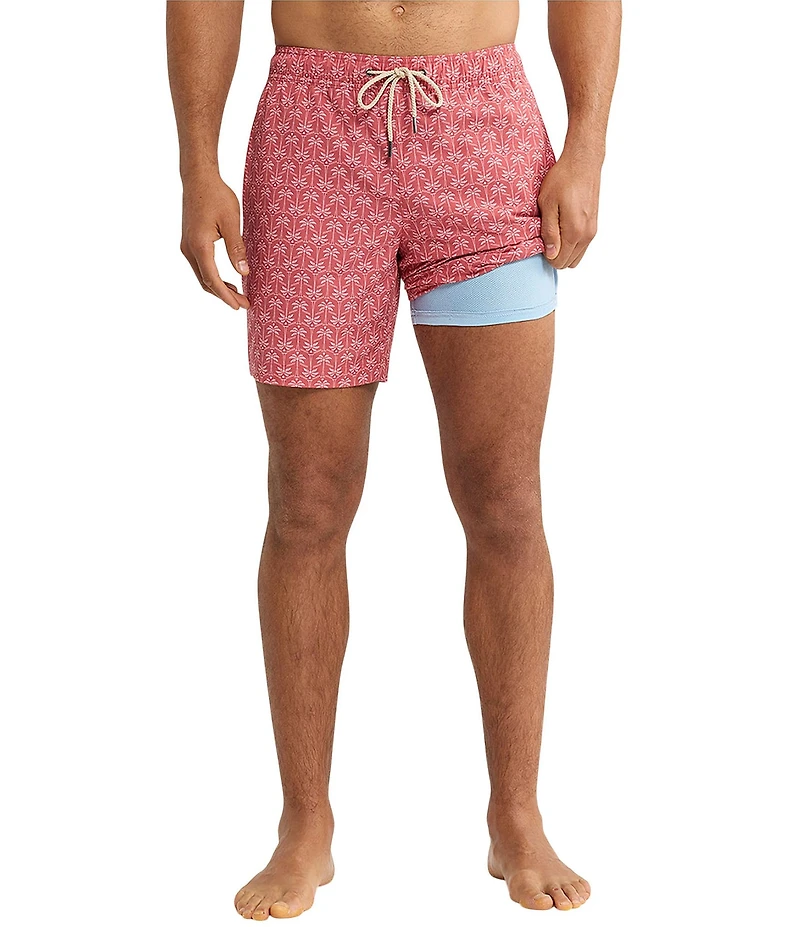 Fair Harbor Bayberry Palm Printed 7#double; Inseam Swim Trunks