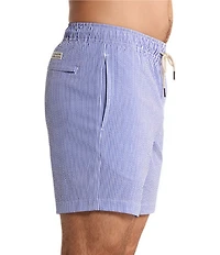 Fair Harbor Bayberry Striped 7#double; Inseam Swim Trunks