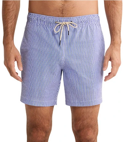 Fair Harbor Bayberry Striped 7#double; Inseam Swim Trunks
