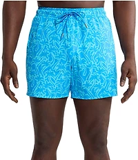 Fair Harbor Cutout Palm Printed 5 1/2#double; Inseam Swim Trunks