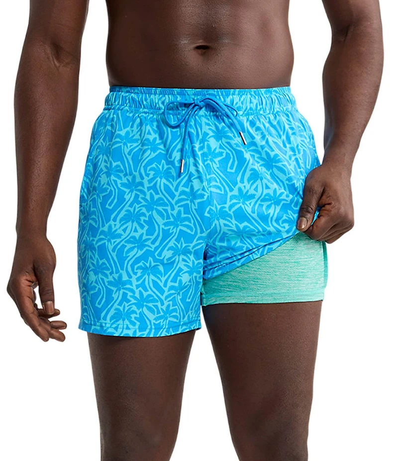 Fair Harbor Cutout Palm Printed 5 1/2#double; Inseam Swim Trunks