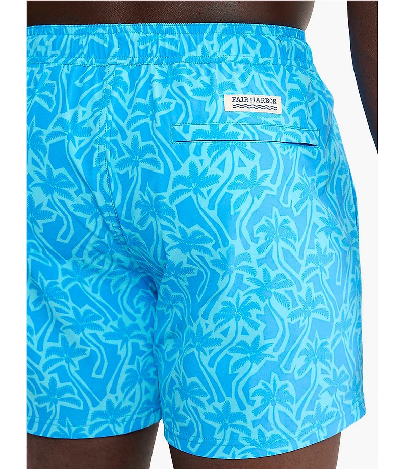 Fair Harbor Cutout Palm Printed 5 1/2#double; Inseam Swim Trunks
