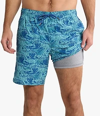 Fair Harbor Rushing Waves 8#double; Inseam Swim Trunks