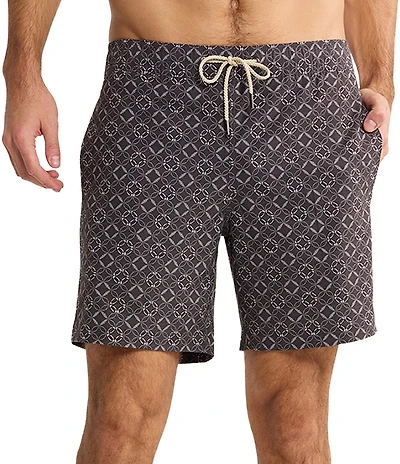 Fair Harbor Sea Circles 7#double; Inseam Bayberry Swim Trunks