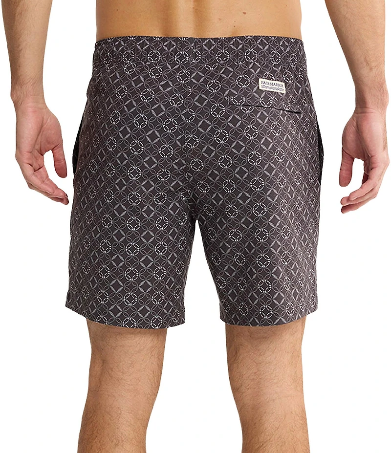 Fair Harbor Sea Circles 7#double; Inseam Bayberry Swim Trunks