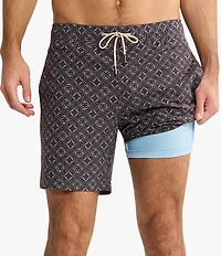 Fair Harbor Sea Circles 7#double; Inseam Bayberry Swim Trunks