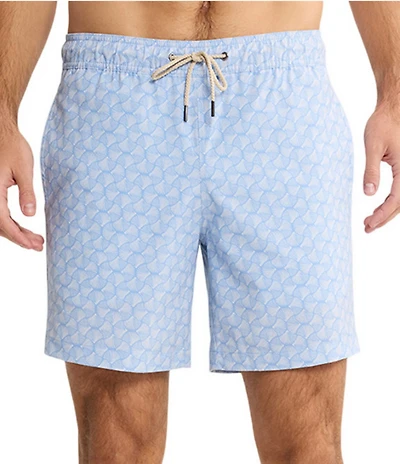 Fair Harbor Sky Blue Shells 7#double; Inseam Bayberry Swim Trunks