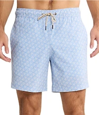 Fair Harbor Sky Blue Shells 7#double; Inseam Bayberry Swim Trunks