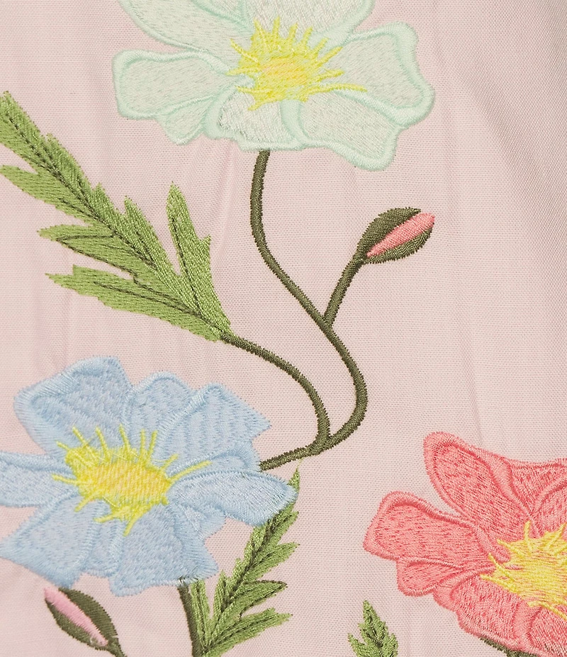 Fanm Mon Joe Floral Embroidered Crew Neck Short Sleeve Mini Dress