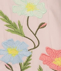 Fanm Mon Joe Floral Embroidered Crew Neck Short Sleeve Mini Dress