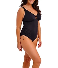 Fantasie Merussa Plunge Neck Side Shirred Tank One Piece Swimsuit